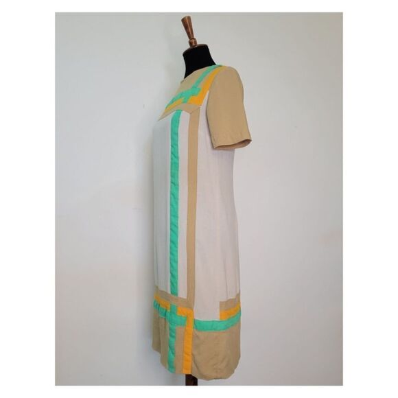 Vintage 1960's Mod Striped Shift Dress Tall - Picture 3 of 7